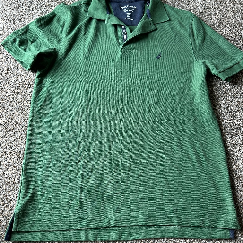 Nautica Men's Short Sleeve Polo M Green Classic Fit